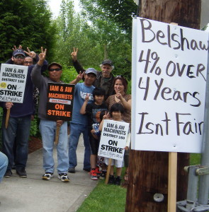 Strikers at Belshaw Brothers on the strike line in Auburn.